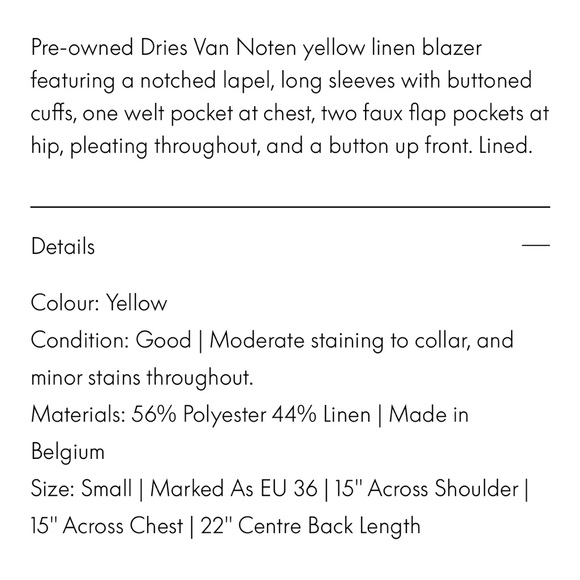 Dries Van Noten Yellow Blazer 36 - Picture 7 of 7